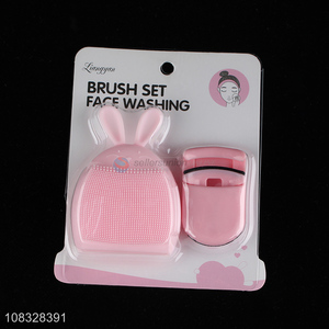 Popular products rabbit shape fash washing with eyelash curler set