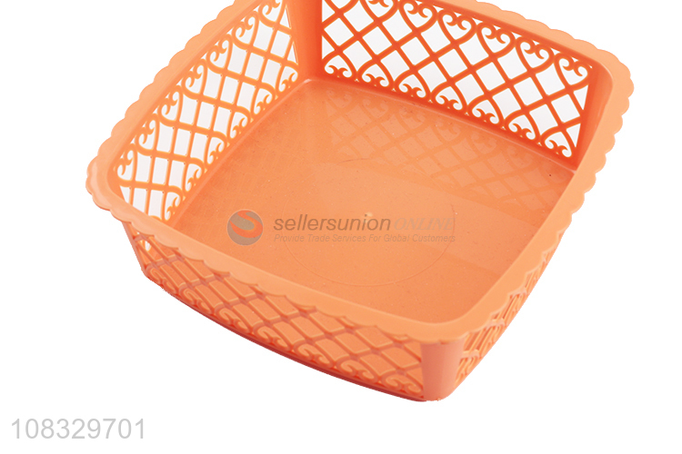 Wholesale square hollowed-out multi-purpose plastic storage basket