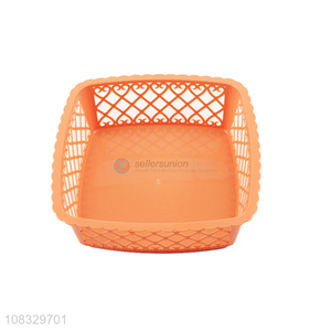 Wholesale square hollowed-out multi-purpose plastic storage basket