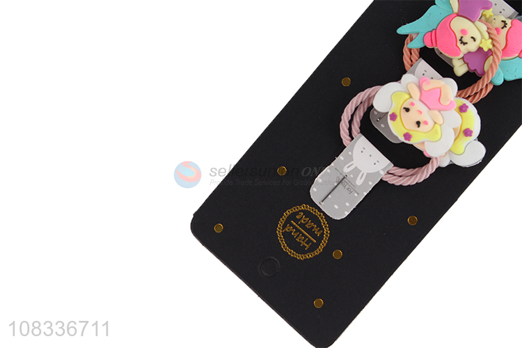 Latest design cartoon girls hair rope hair ring set for sale