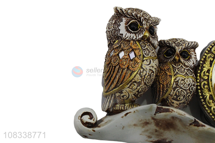 Best Quality Decorative Clock Owl Figurine Resin Crafts