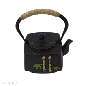 China imports 1.2L stovetop safe cast iron teapot with bamboo pattern