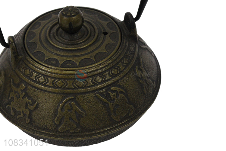 Hot selling 0.9L Chinese style cast iron tea kettle bronze color
