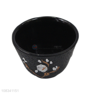 Factory supply 120ml cast iron tea cup with plum blossom pattern