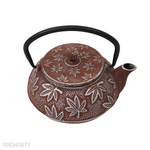 Wholesale 0.6L cast iron Chinese kungfu teapot with maple leaf pattern