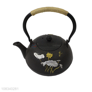 Recent design 1.2L Chinese cast iron tea pot with flower pattern