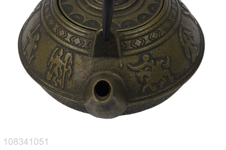 Hot selling 0.9L Chinese style cast iron tea kettle bronze color