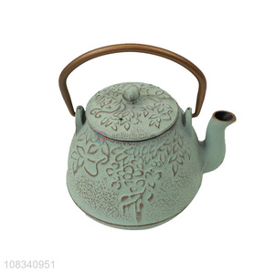 Wholesale 1.1L Japanese tetsubin cast iron tea pot with leaf pattern