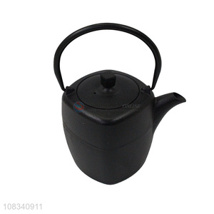 High quality 1.1L all black rustic style cast iron teapot tea kettle