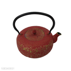 Recent design 1.2L stovetop safe cast iron teapot with heart pattern