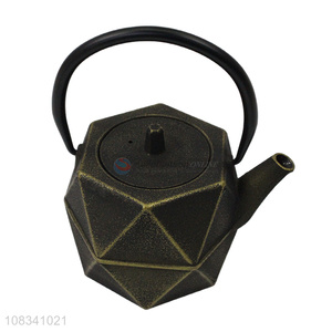 Factory supply 1.0L cast iron tea pot modern geometric rough tea pot