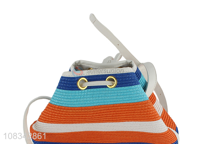 Creative Design Colorful Straw Bag Draw String Bag