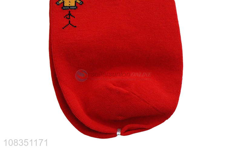 Wholesale men's red socks lucky crew socks for Chinese New Year