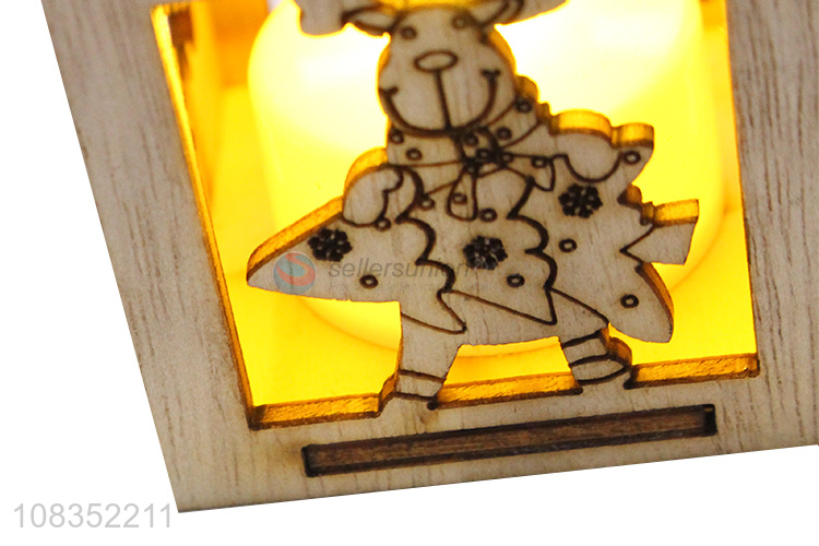 New Design Wooden Hanging Ornament With Light For Christmas