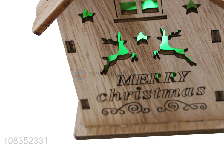 Delicate Design Christmas Wooden Hanging Ornament With Light