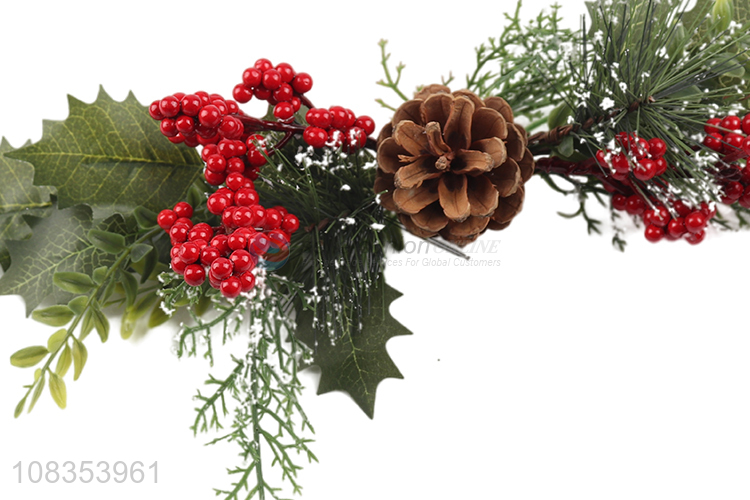 Wholesale Christmas branch artificial picks with pinecone red berry