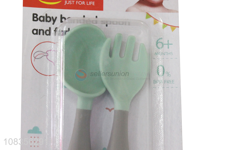 Custom BPA free food grade silicone baby fork and spoon set