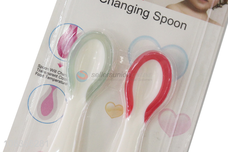 Wholesale BPA free silicone baby spoons color changing spoons