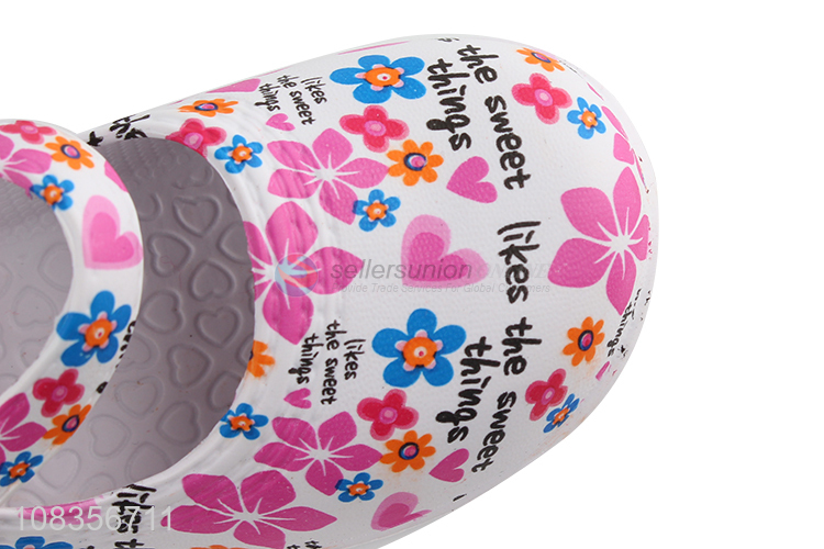 Cute design flower printed kids sandals for summer