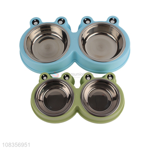 Hot selling double pet food bowls stainless steel dog water bowls