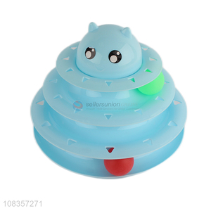 Hot selling funny 3-layered turntable cat toy kitten toy balls
