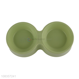 Wholesale round double plastic pet food bowls dog cat water bowls