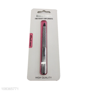 Wholesale double sided stainless steel nail file wtih anti-slip handle
