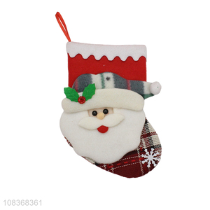 Cute design santa claus shape christmas hanging socks for decoration