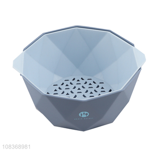 Wholesale geometric double-layer plastic drain basket kitchen washing basket