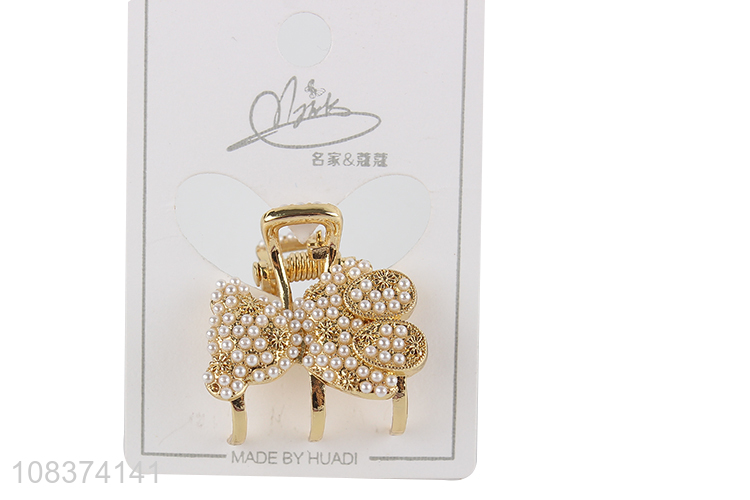 Low price women mini hair claws with pearl decoration