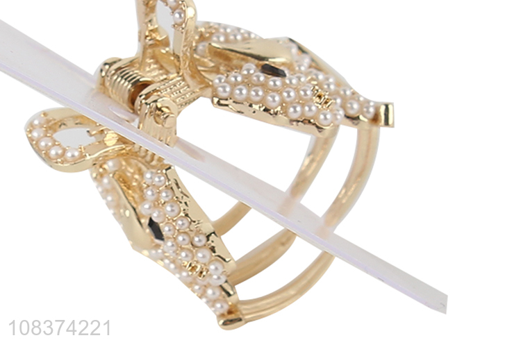 China wholesale pearl decoration mini hair claws for women
