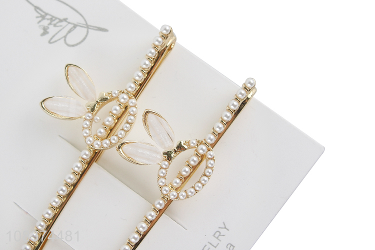 China supplier rabbit shape pearl decoration hairpin