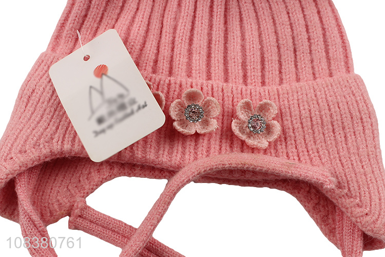Good Sale Baby Girls Knitted Hat Comfortable Earmuffs Hat