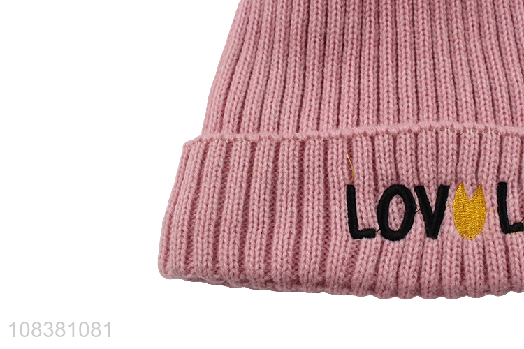 High Quality Kids Winter Hat Knitted Beanie With Pom Pom Ball