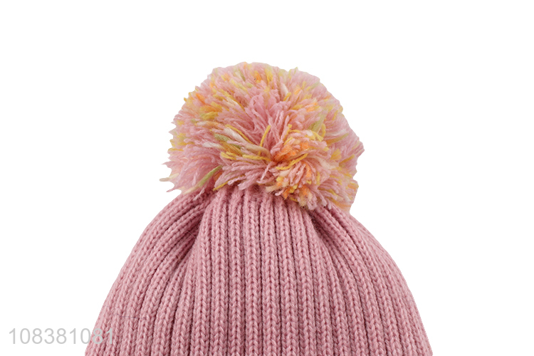 High Quality Kids Winter Hat Knitted Beanie With Pom Pom Ball