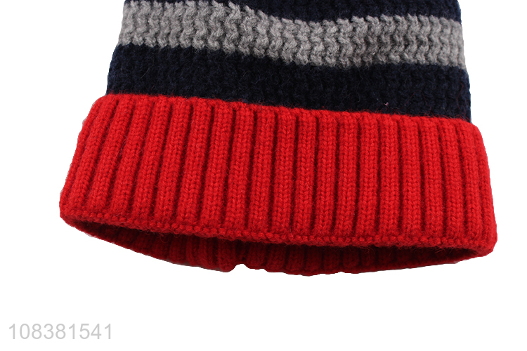 Newest Winter Knitted Hat Kids Beanie With Fur Ball