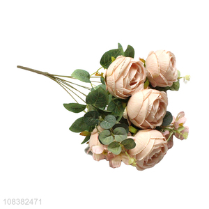 Factory wholesale 9heads wedding decoration artificial rose flower