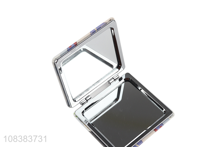Fashion Folding Pocket Mirror With One Side 2X Magnify Mirror