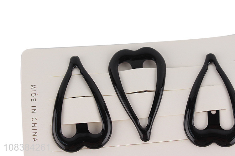 Factory price black peach heart duckbill hair clips for kids