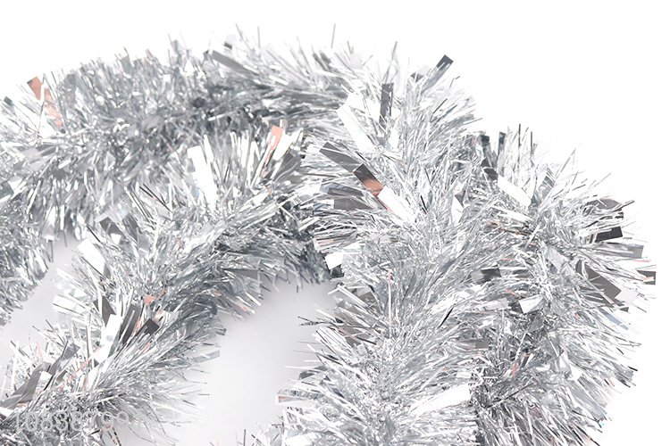 Bottom price Christmas garland shiny twist tinsel metallic foil decorations