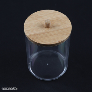 High quality clear cylindrical plastic cotton bud holder cotton swab box