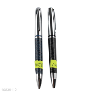 Hot product stylish pu leather metal ballpoint pens for school office