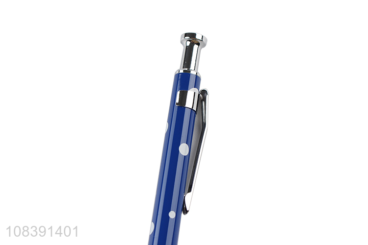 Hot selling fashionable polka dot press type ballpoint pens metal pens