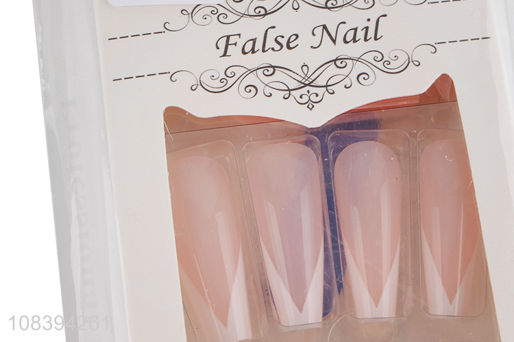 Popular items press on false nails French style fake nails for girls