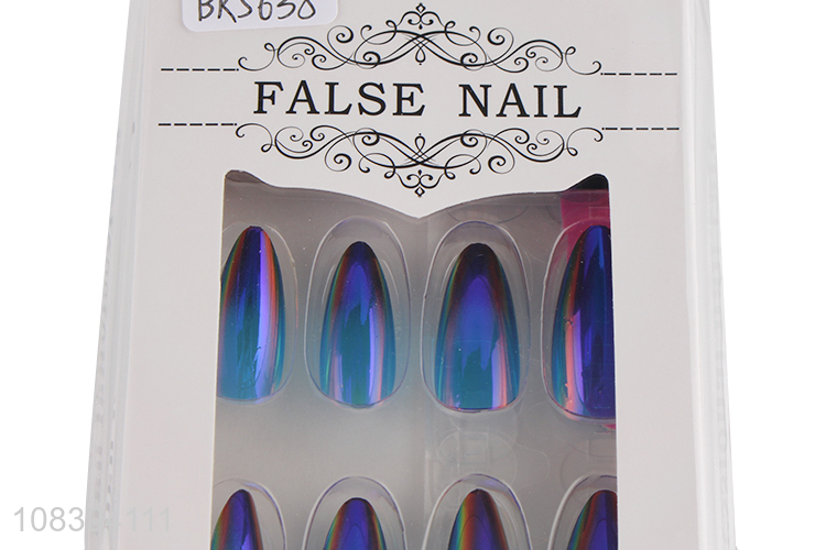 Hot sale colorful long coffin press on fake nails artificial nails