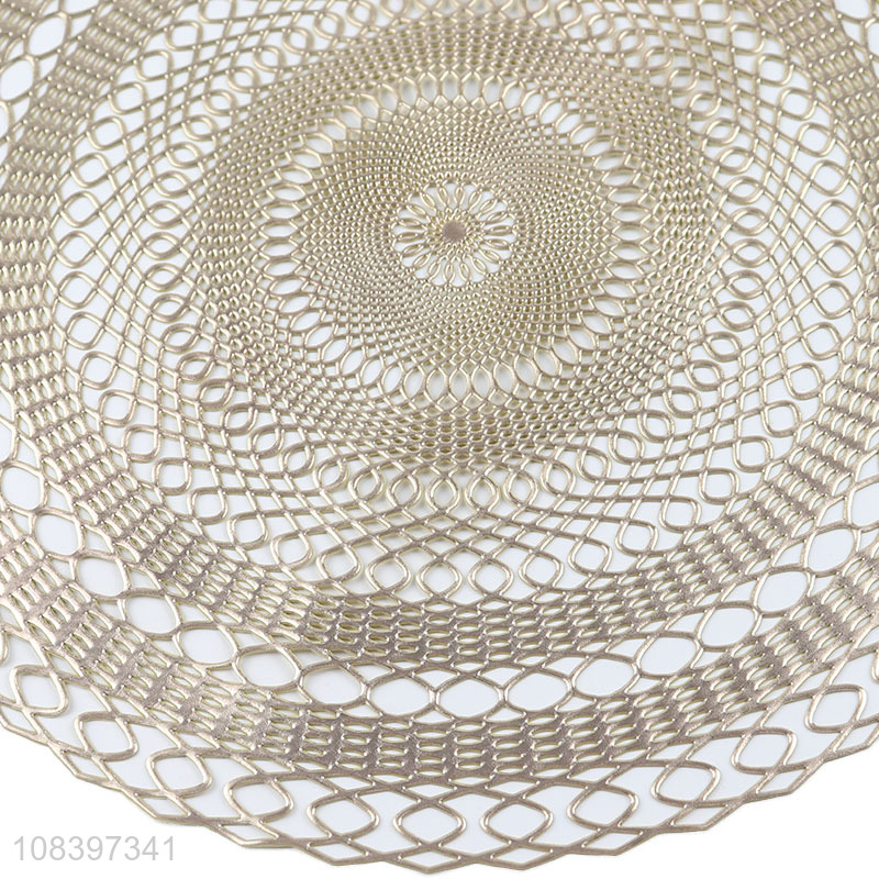 Popular design round hollowed-out non-slip pressed pvc table mat