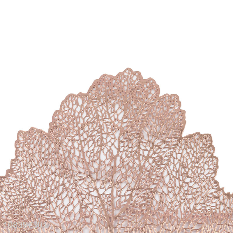 Best selling metallic laminated leaf table mat pvc table mat