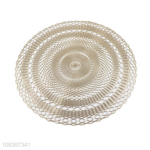 Popular design round hollowed-out non-slip pressed pvc table mat
