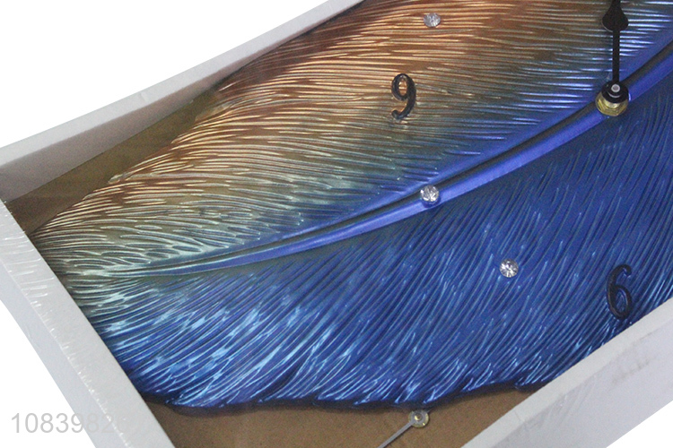 Newest design creative feather wall clock art quartz clock