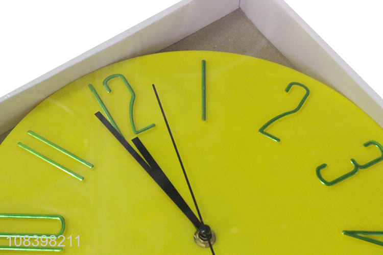 New arrival yellow round silent wall clock home modern clock